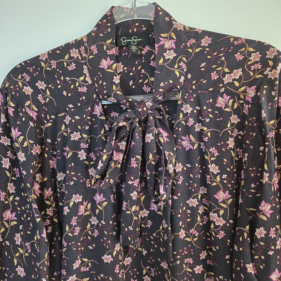 Jessica Simpson Blouse Size 3x Dark Floral Popover Black Pink Whimsigoth Fairy - Picture 5 of 12